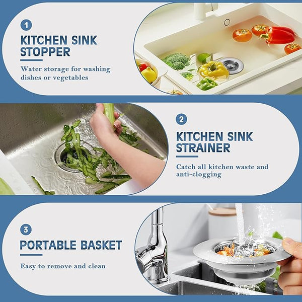 3 in 1 Kitchen Sink Drain Strainer