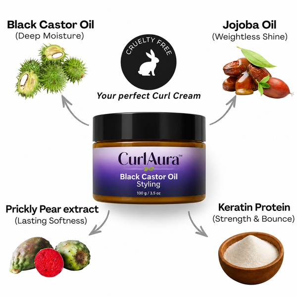 CurlAura™ – Black Castor Oil Styling & Defining Cream