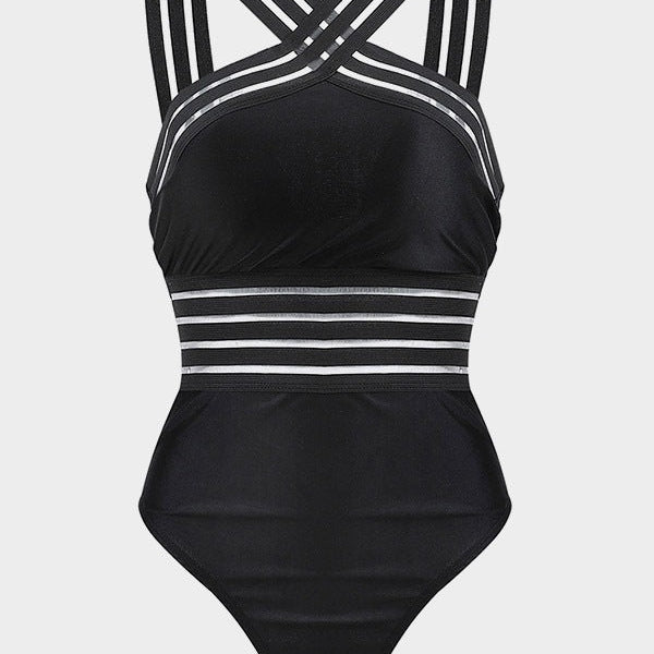 Leopard Print High-Waist One-Piece Swimsuit