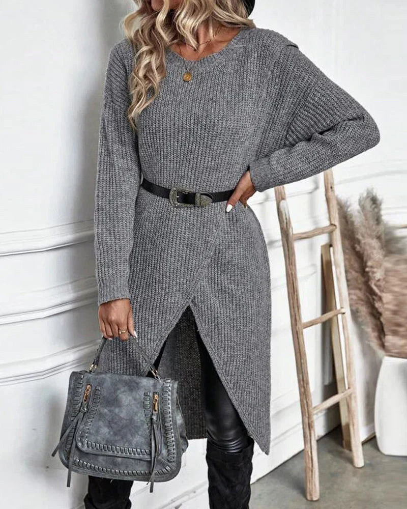 Emma | Luxurious Knit Dress with Slit for Women