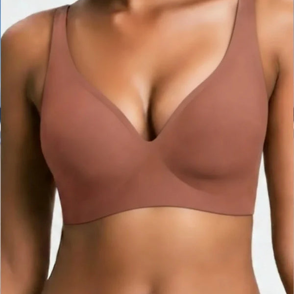 Jelly Wireless Seamless Deep-V Push-Up Bra
