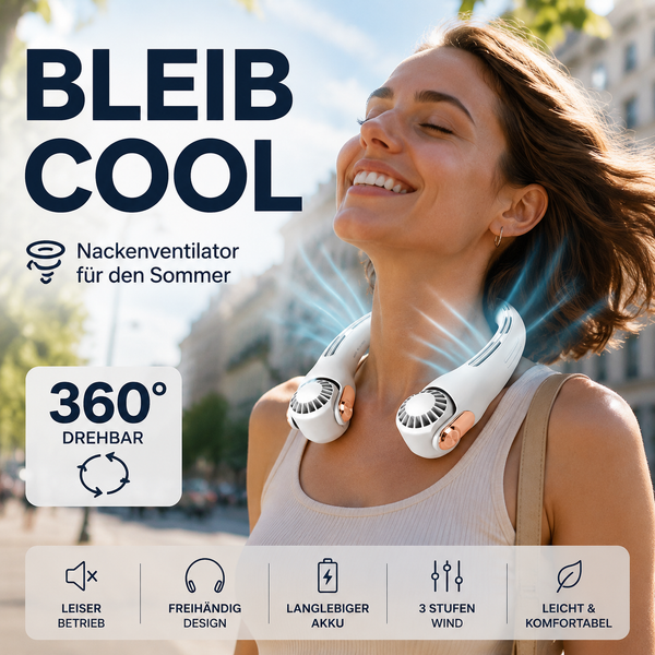 AirGo™ Premium Nackenventilator – Freihändige Kühlung für unterwegs
