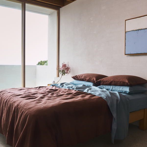 Cacao & Lagoon 100% French Flax Linen Bedding Bundle