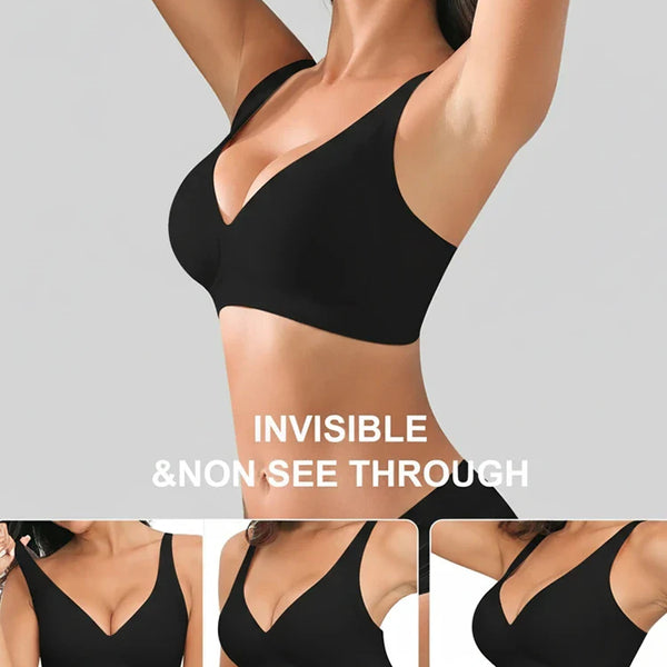 Jelly Wireless Seamless Deep-V Push-Up Bra