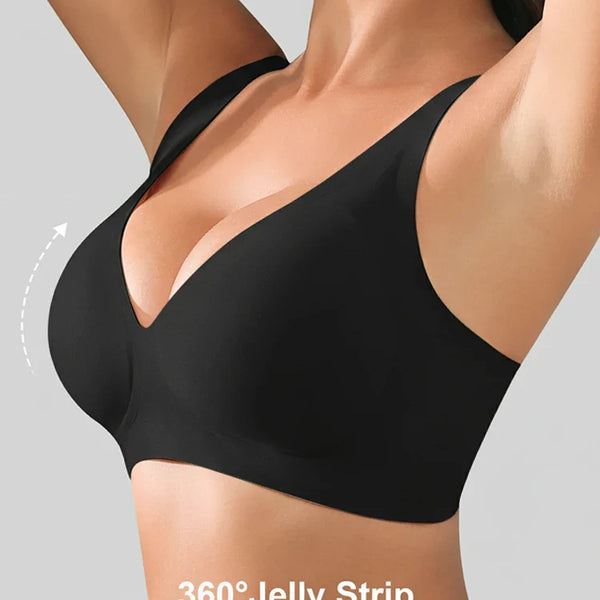 Jelly Wireless Seamless Deep-V Push-Up Bra