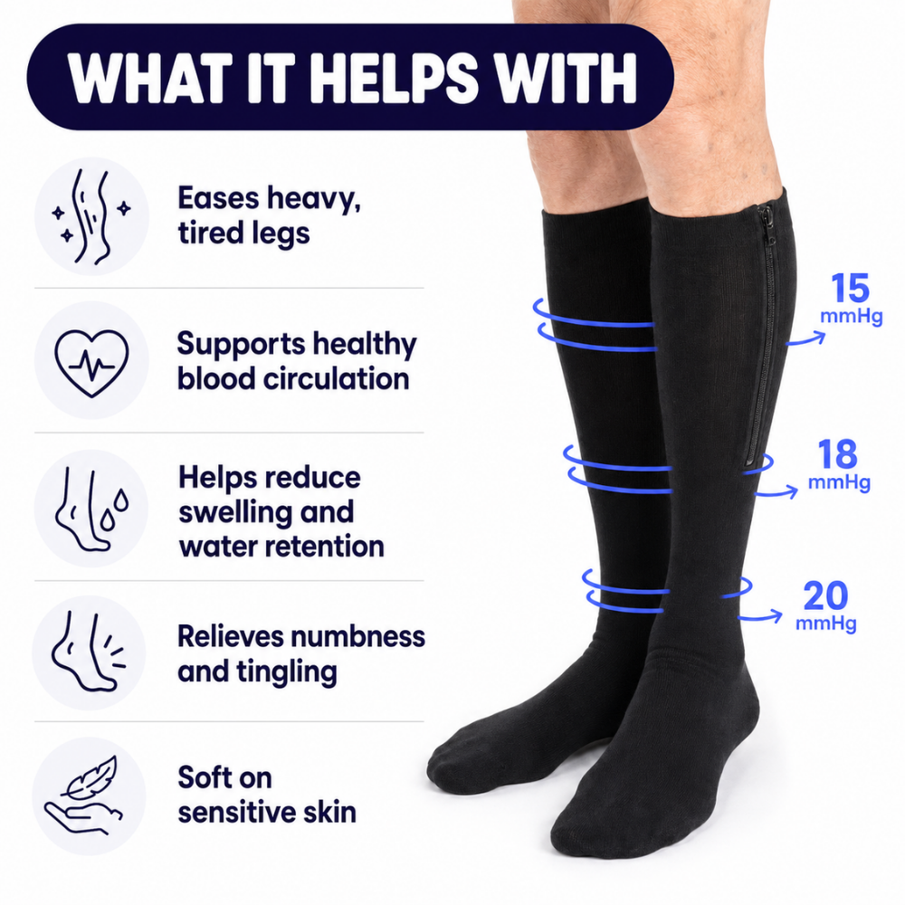 CompressVera™ – Zip-Up Compression Socks for Support & Comfort