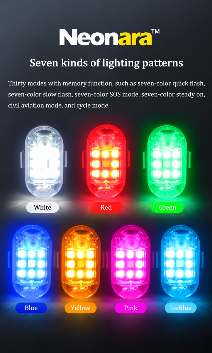 Neonara™ – 7-Color LED Wireless Car Strobe Light