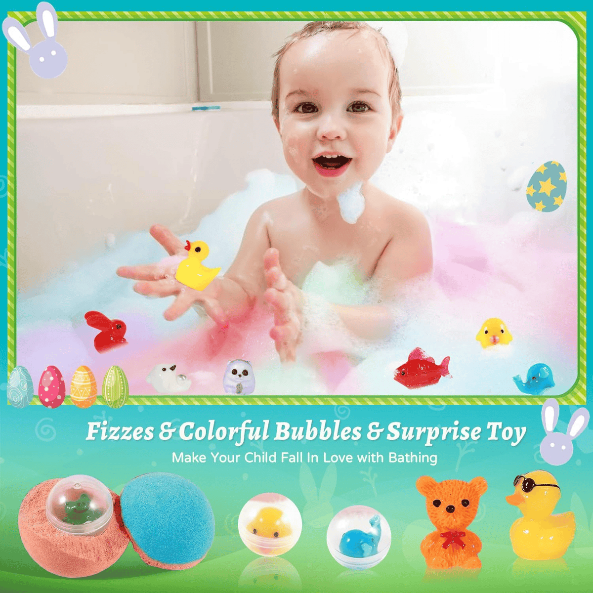 BubblyJoy | Bath Bomb Set for Kids with a Surprise and Lots of Foam