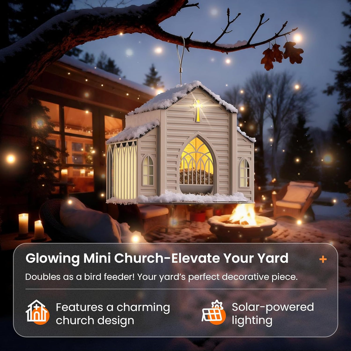 Church-Shaped Metal Solar Bird Feeder