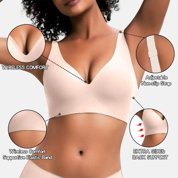 Jelly Wireless Seamless Deep-V Push-Up Bra