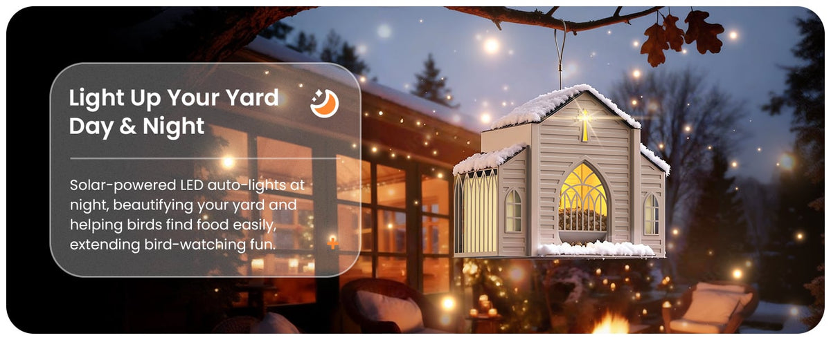 Church-Shaped Metal Solar Bird Feeder