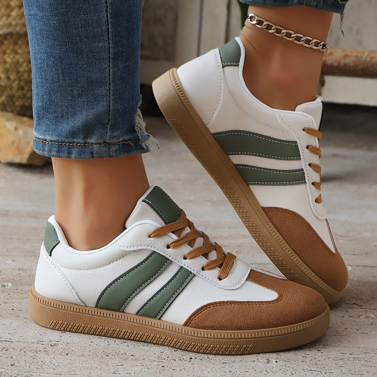 Veylor — Retro 80s Leather Sneakers with Cushioned Gum Sole