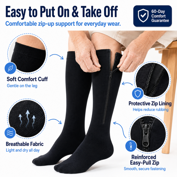 CompressVera™ – Zip-Up Compression Socks for Support & Comfort
