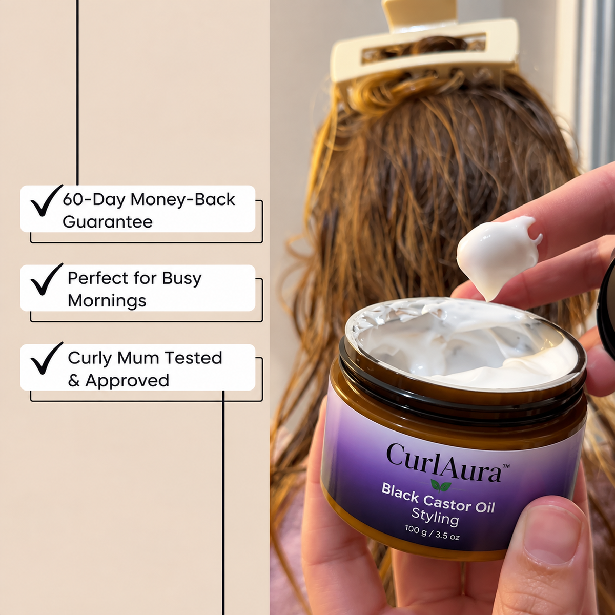 CurlAura™ – Black Castor Oil Styling & Defining Cream