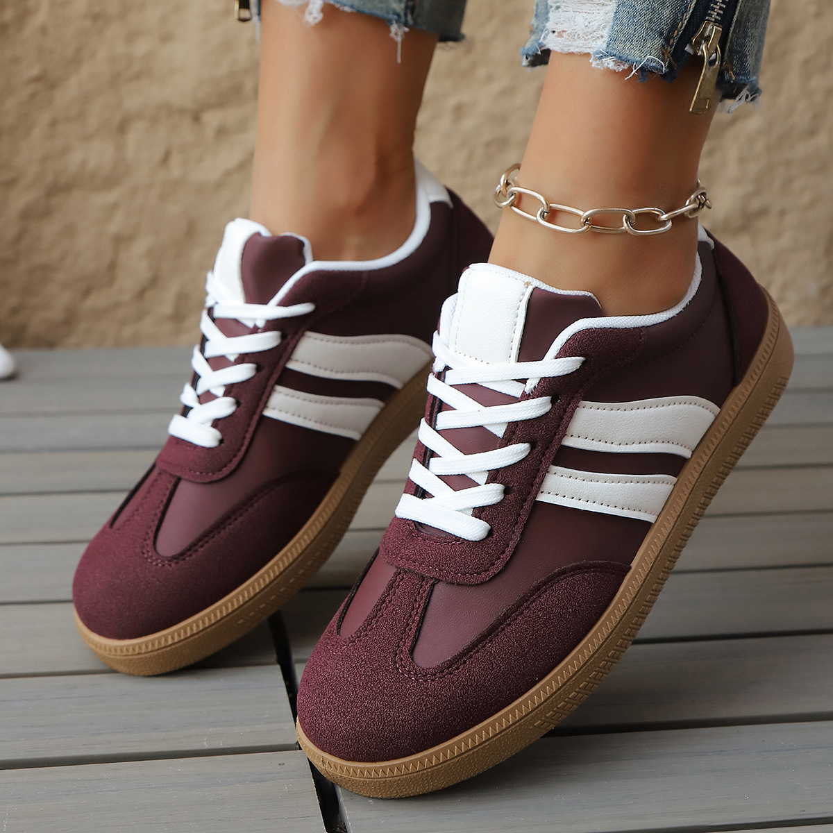 Veylor — Retro 80s Leather Sneakers with Cushioned Gum Sole