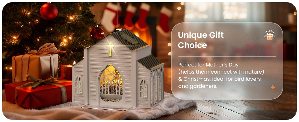 Church-Shaped Metal Solar Bird Feeder