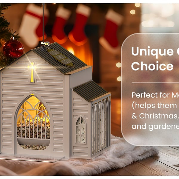 Church-Shaped Metal Solar Bird Feeder