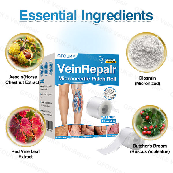 🇬🇧🥇👨‍⚕️⭐GFOUK® VeinRepair Microneedle Patch Roll⚡Instant Relief, Long-Term Results