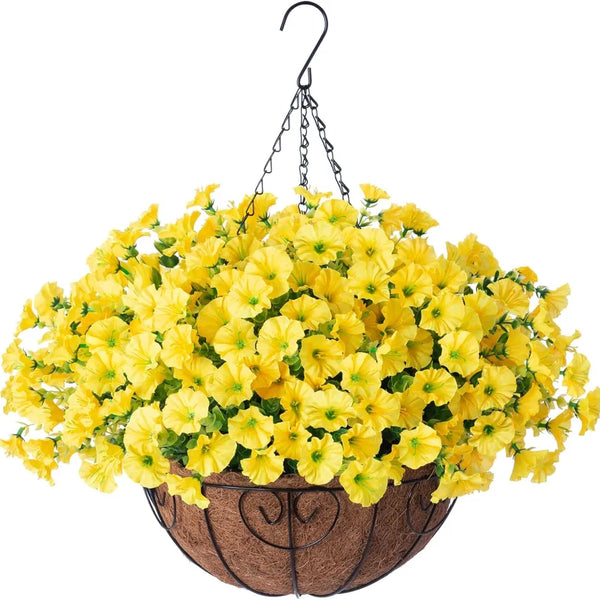 FloraVista  - Vibrant Artificial Hanging Plants Flowers Basket