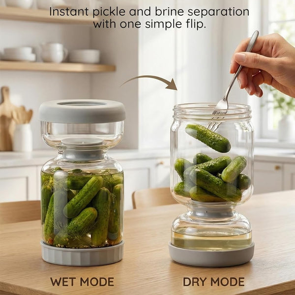 PickleViva™ – Easy-Serve Pickle Jar With Built-In Separator