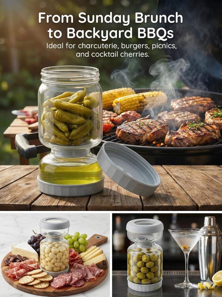 PickleViva™ – Easy-Serve Pickle Jar With Built-In Separator