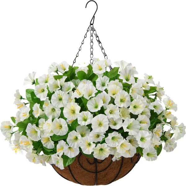 FloraVista  - Vibrant Artificial Hanging Plants Flowers Basket