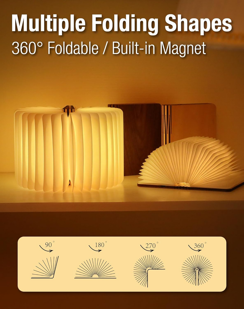 Foldlume™ – Magnetic Wooden Book Lamp With LED Lighting