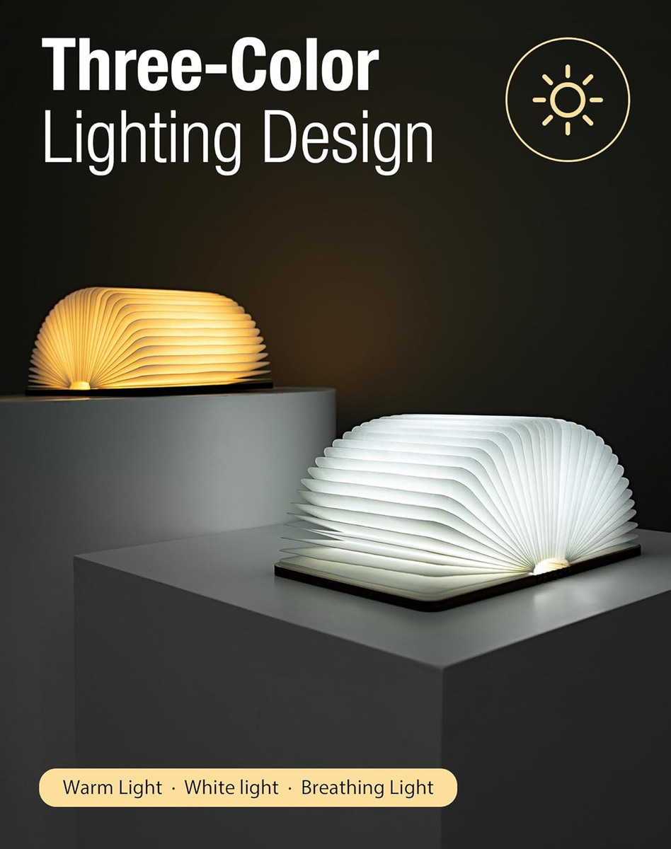 Foldlume™ – Magnetic Wooden Book Lamp With LED Lighting