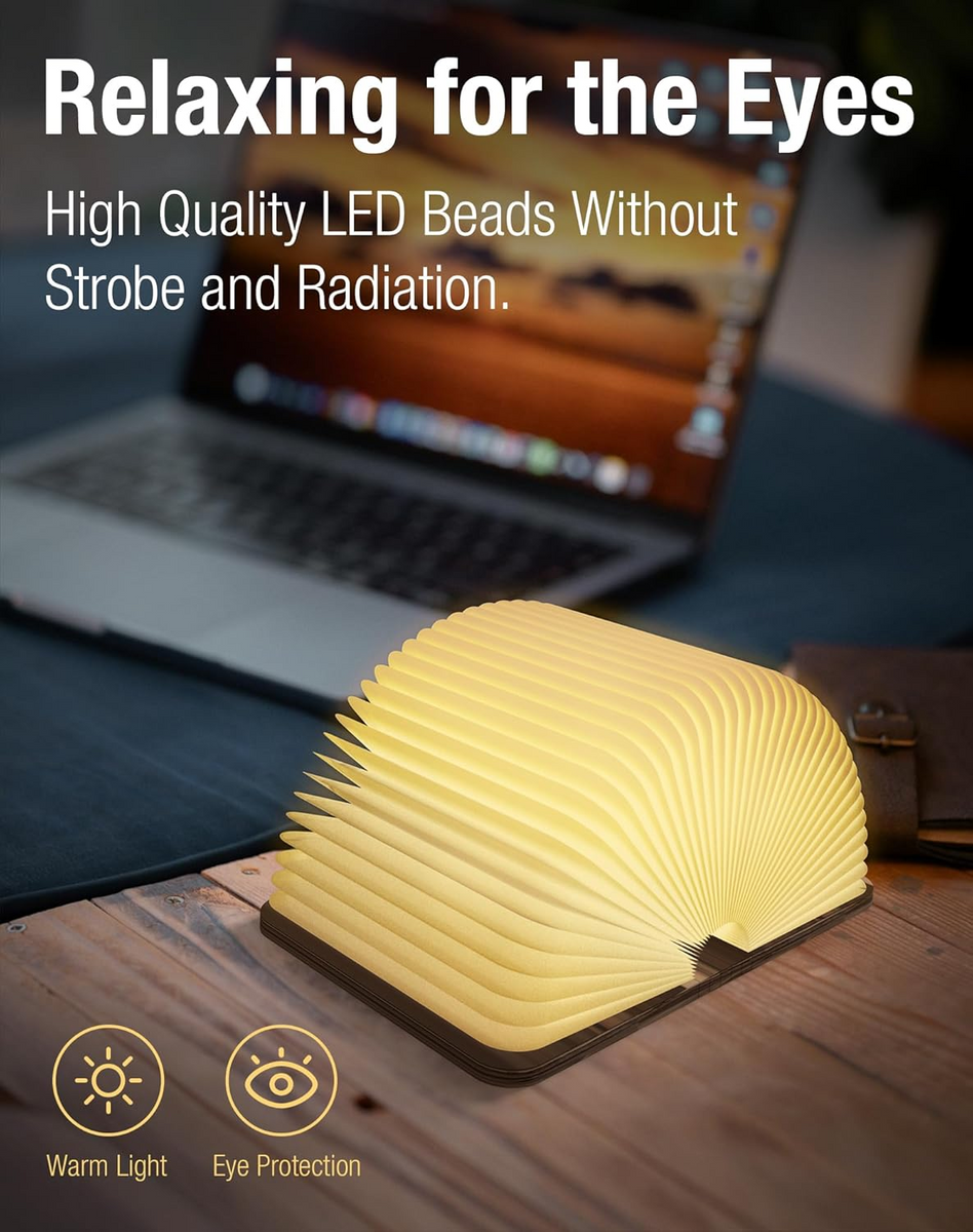 Foldlume™ – Magnetic Wooden Book Lamp With LED Lighting