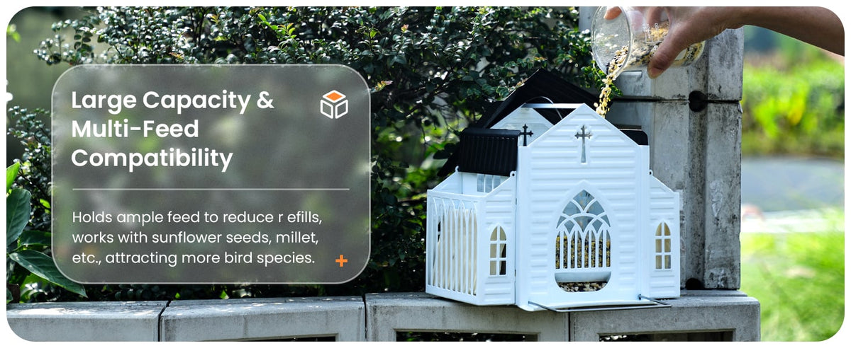 Church-Shaped Metal Solar Bird Feeder