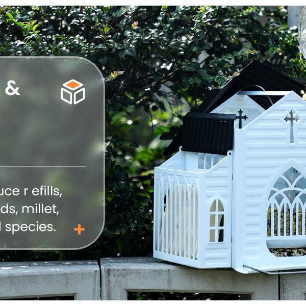 Church-Shaped Metal Solar Bird Feeder