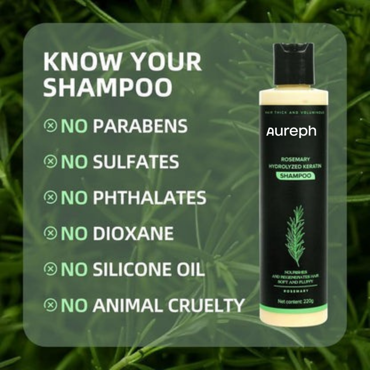 PureRose™ Rosemary Shampoo For Revitalized Healthy Looking Hair