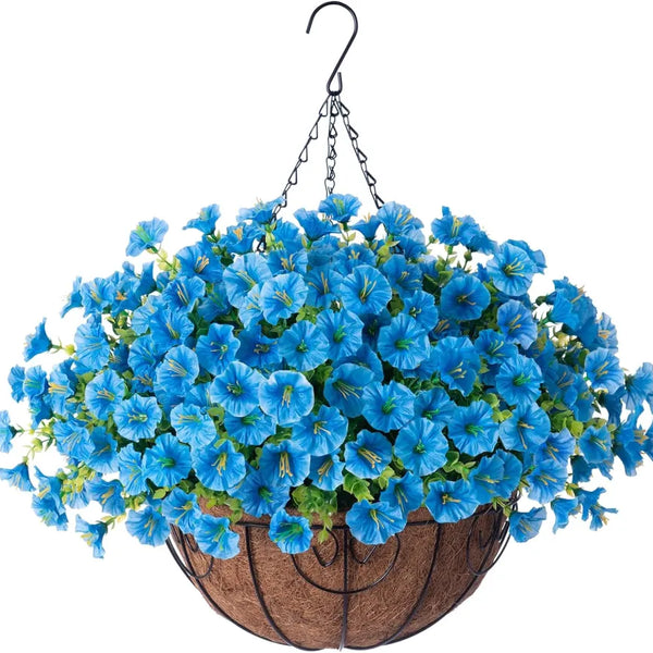 FloraVista  - Vibrant Artificial Hanging Plants Flowers Basket
