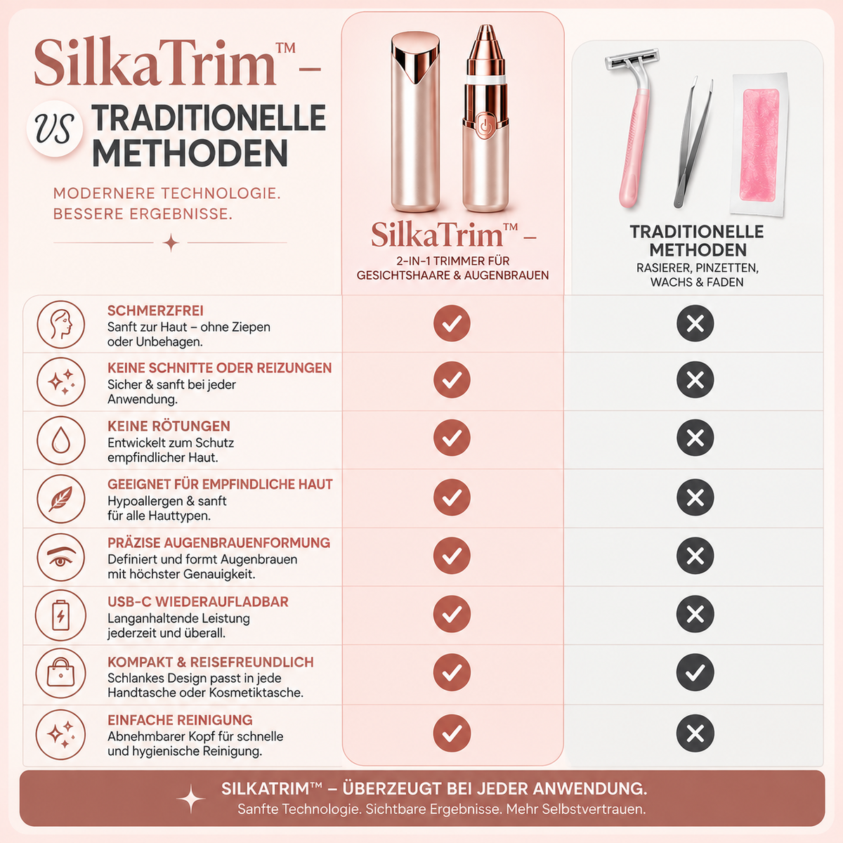 SilkaTrim™ – Compact trimmer for flawless eyebrows & facial hair