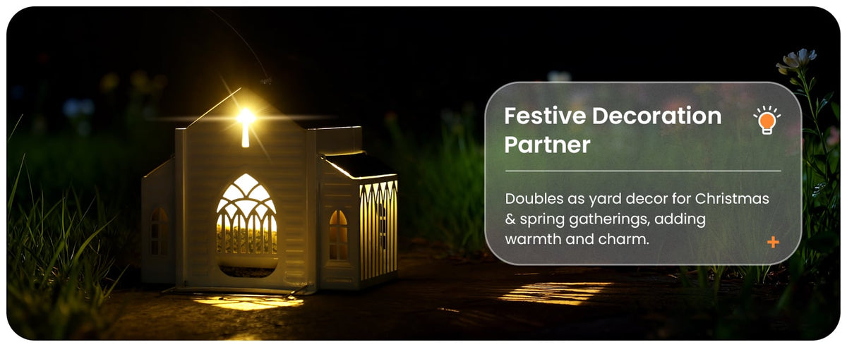 Church-Shaped Metal Solar Bird Feeder
