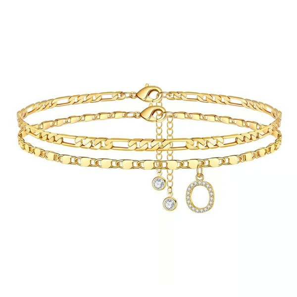 CharmLuxe – Letter Layered Ankle Bracelet Set