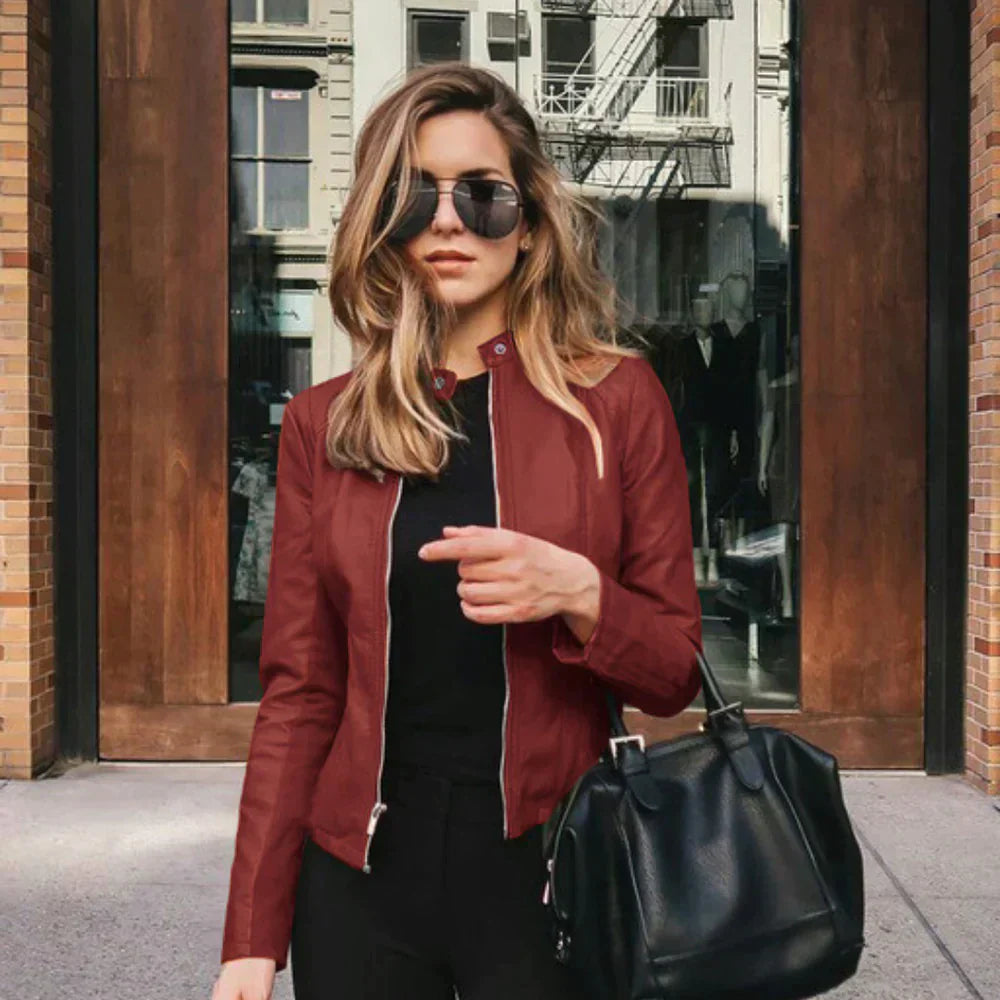 Alina Women's Leather Jacket | Biker Style | Timeless Black
