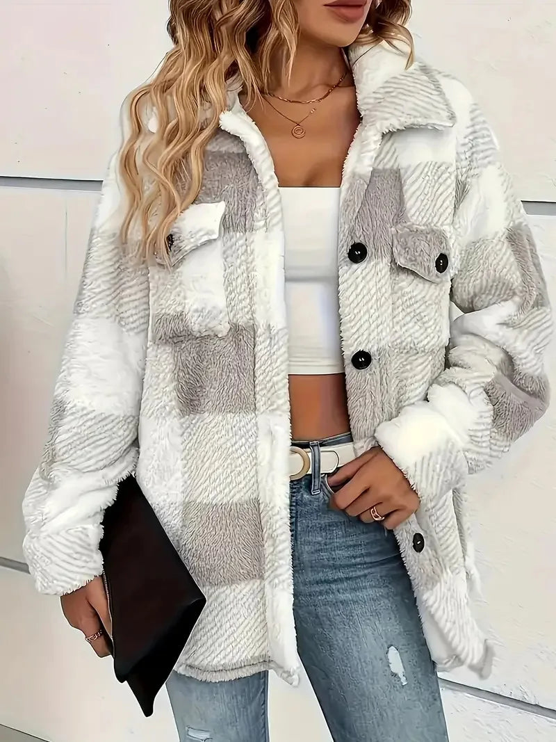 Caden Fleece Jacket | Classic Plaid Design | Cozy Fit