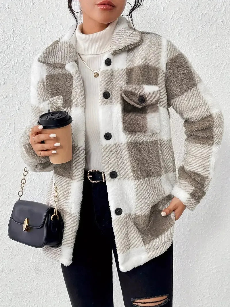 Caden Fleece Jacket | Classic Plaid Design | Cozy Fit