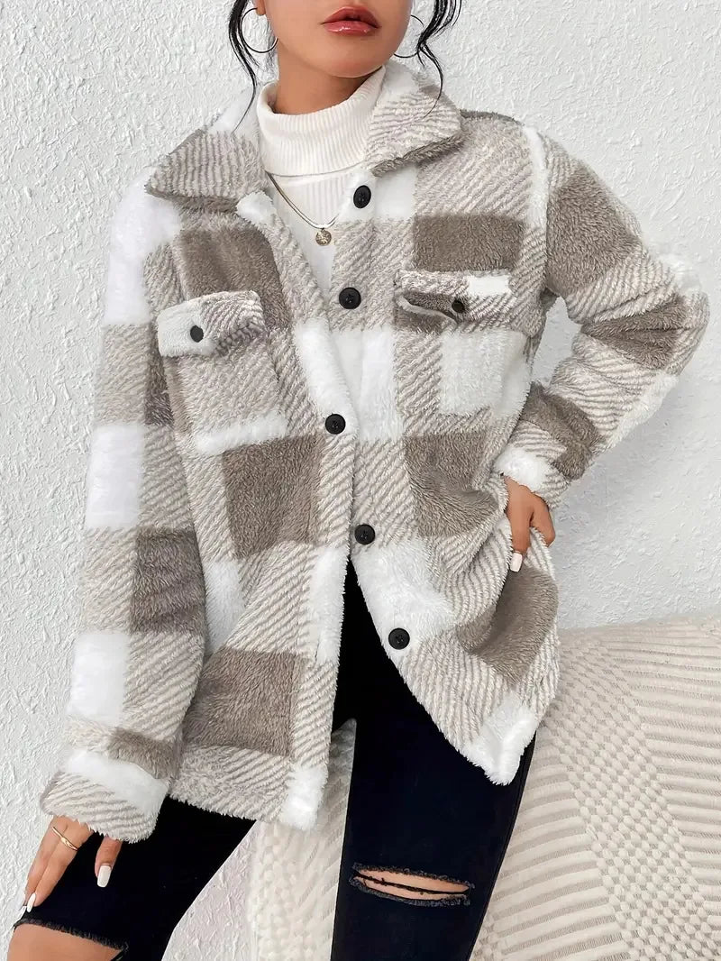 Caden Fleece Jacket | Classic Plaid Design | Cozy Fit