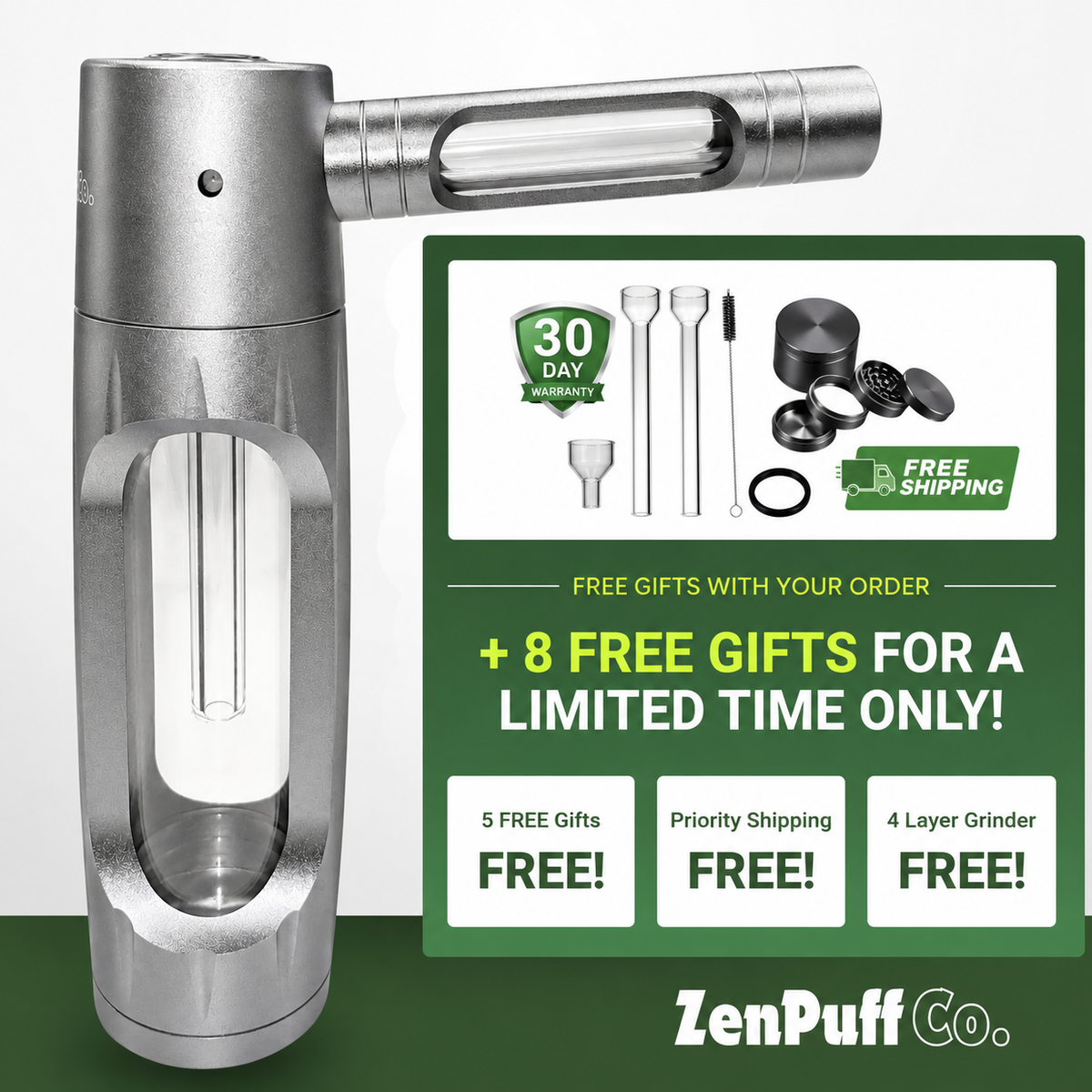 ZenPuff Glass Water Bottle with Protective Aluminum Exterior