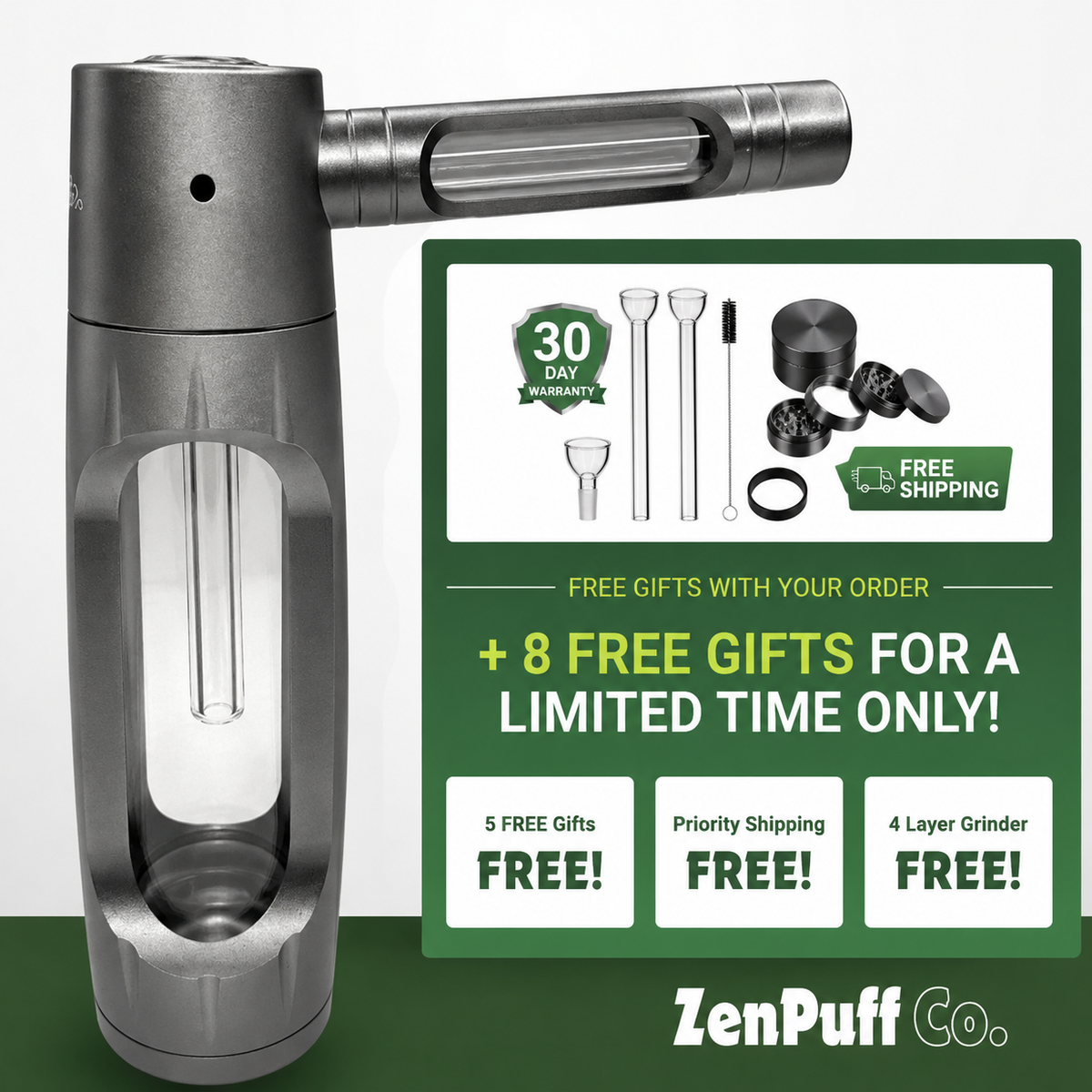 ZenPuff Glass Water Bottle with Protective Aluminum Exterior
