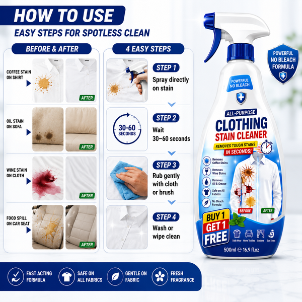 Powerful All Textile Cleaner For All Color Fabric Stain Remover Spray BUY 1 GET 1 FREE