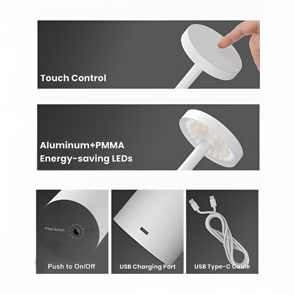 Auralis™ – Minimalist Dimmable Rechargeable LED Table Lamp