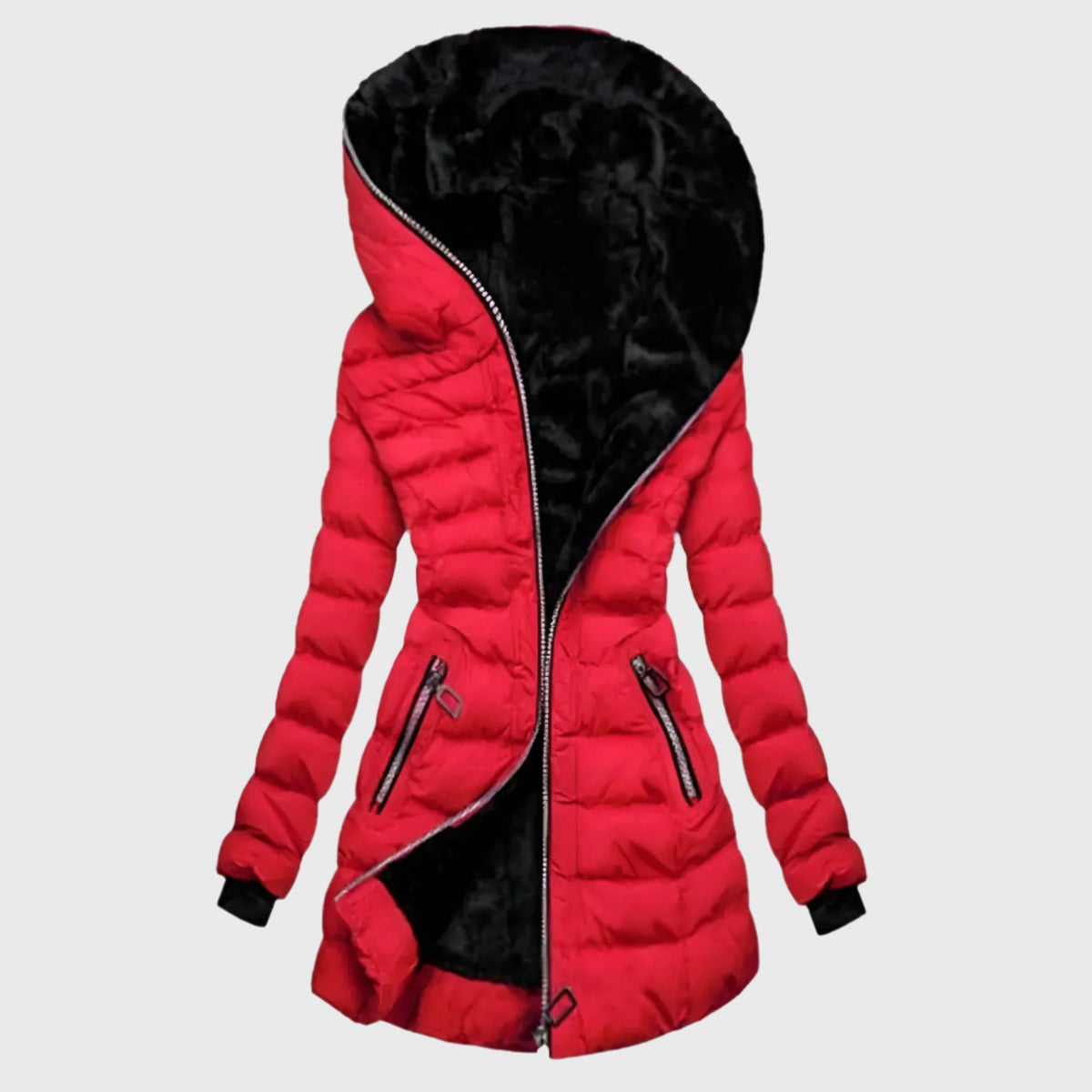 Women Winter Coat | Slim-Fit Design | Oversized Hood | Zipper Pockets