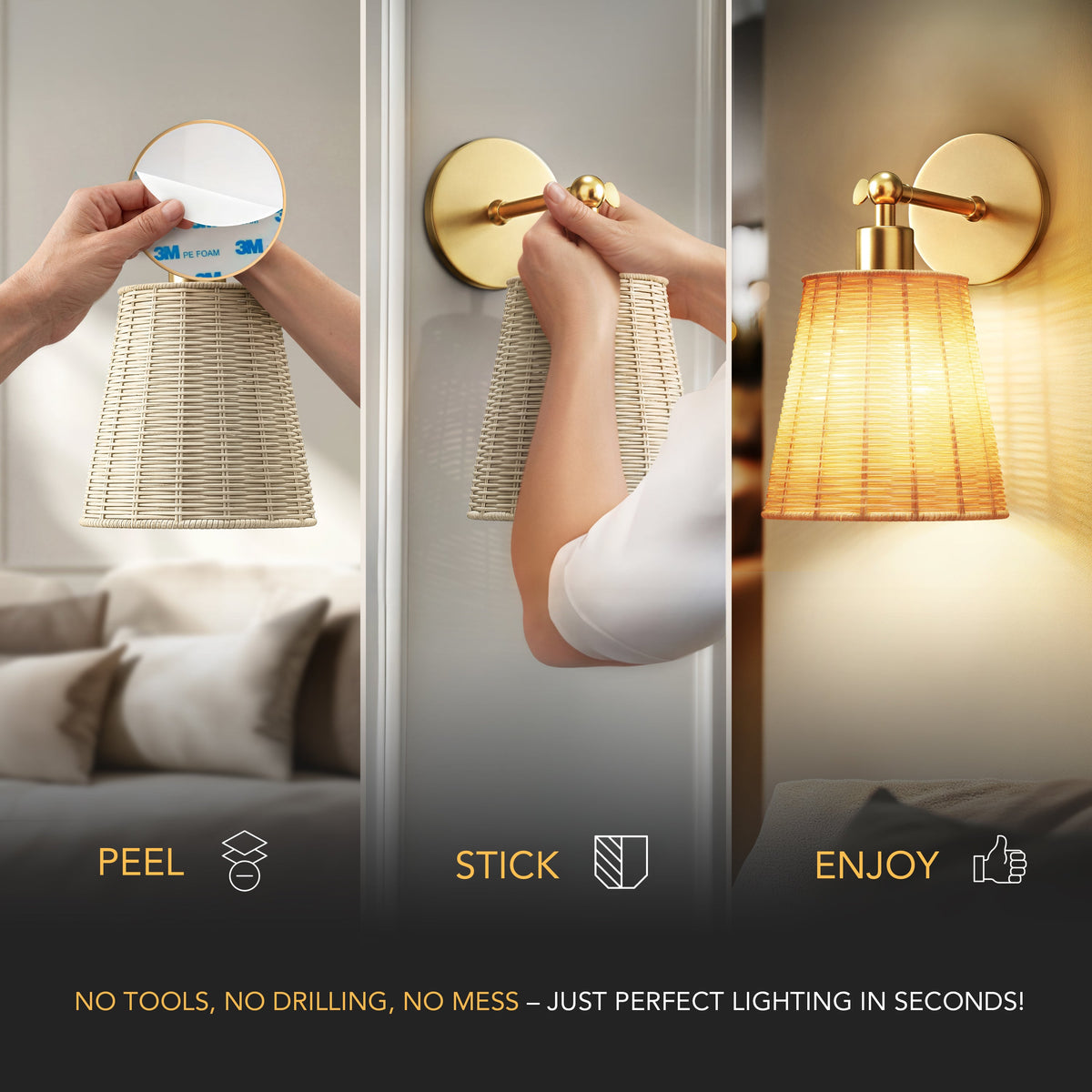 Natural Wireless wall sconce