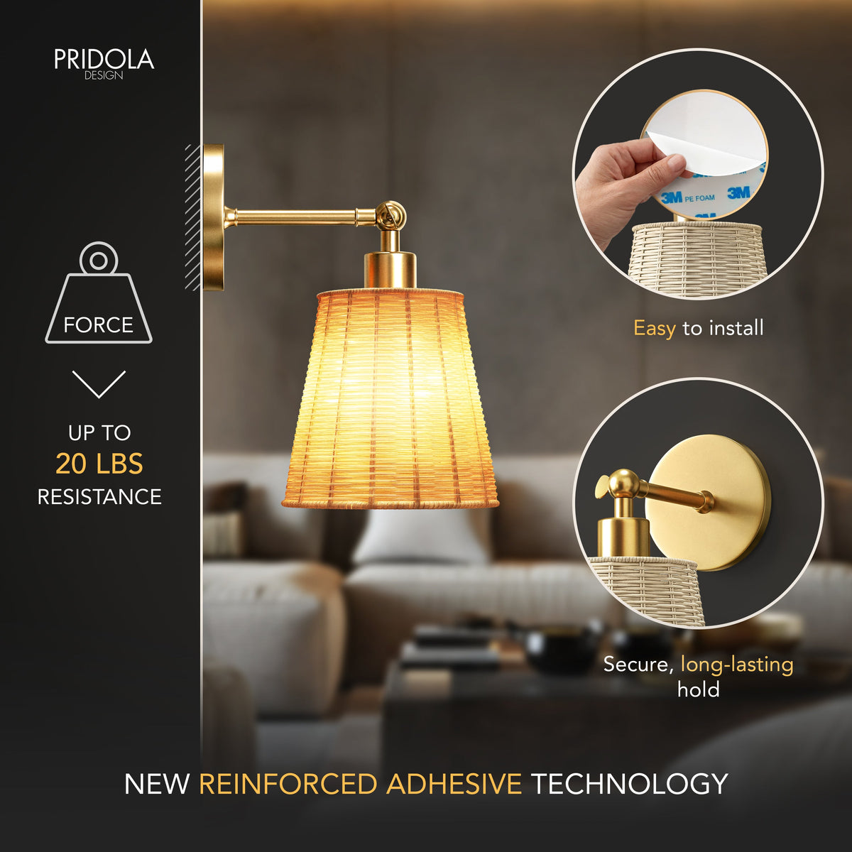 Natural Wireless wall sconce