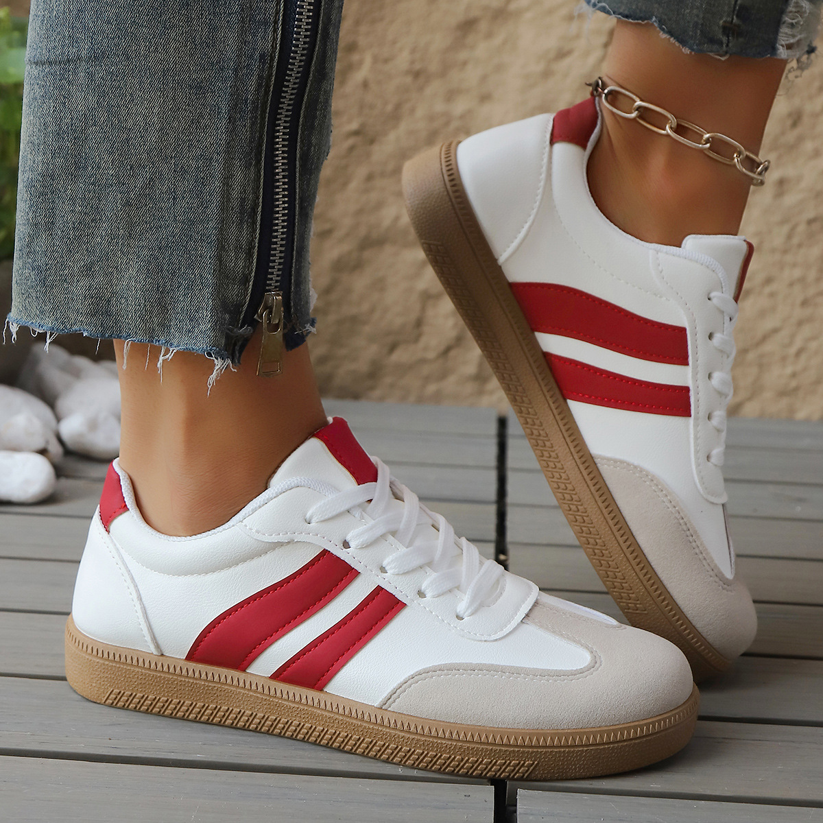 Veylor — Retro 80s Leather Sneakers with Cushioned Gum Sole