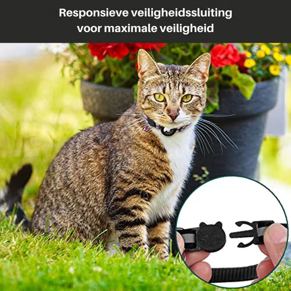 Cat GPS Tracker Collar with Quick Release Closure and Reflective Design for Enhanced Night Visibility