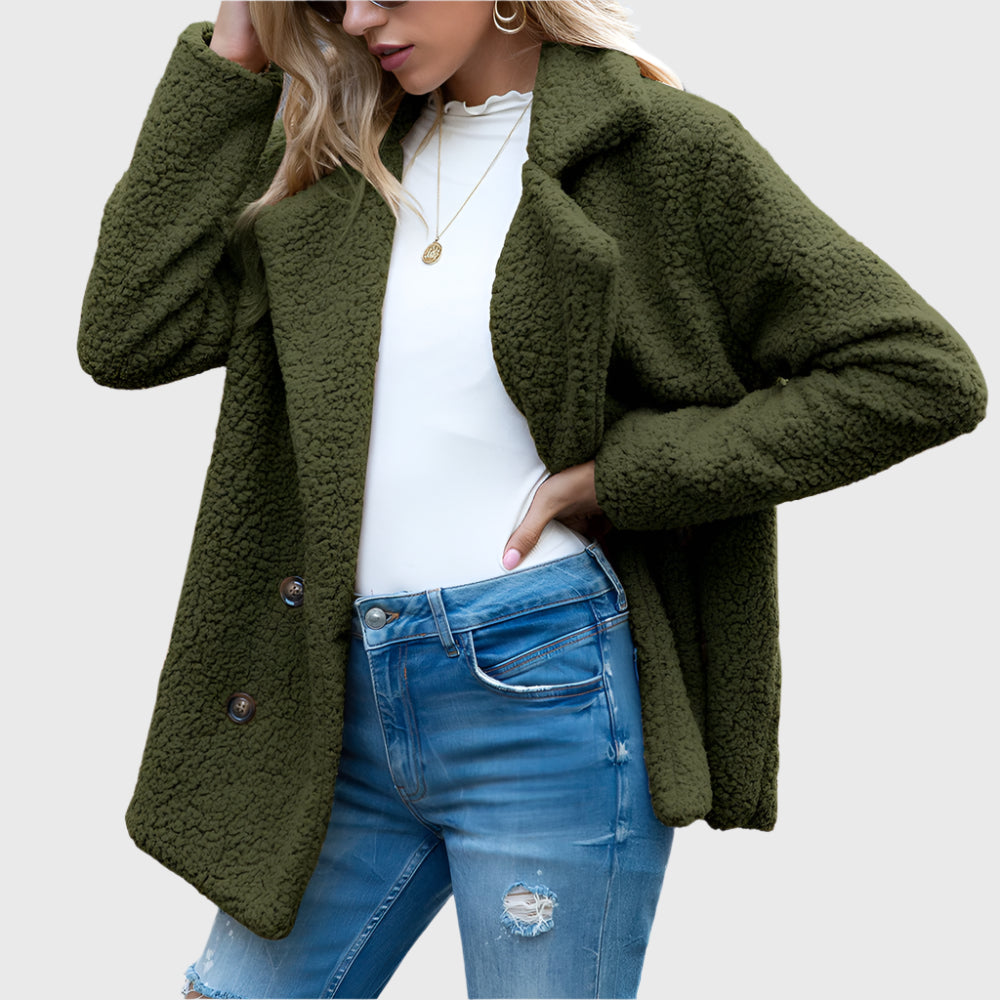 Nia Women's Sherpa Jacket | Double-Breasted Design